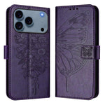Capa para telemóvel em pele com borboleta em relevo, para iPhone 17e / 16e, para iPhone 17 Pro Max, para iPhone 17 Pro, para iPhone 17, para iPhone Air, para iPhone 16 Pro Max
