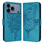 Capa para telemóvel em pele com borboleta em relevo, para iPhone 17e / 16e, para iPhone 17 Pro Max, para iPhone 17 Pro, para iPhone 17, para iPhone Air, para iPhone 16 Pro Max