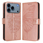 Capa para telemóvel em pele com borboleta em relevo, para iPhone 17e / 16e, para iPhone 17 Pro Max, para iPhone 17 Pro, para iPhone 17, para iPhone Air, para iPhone 16 Pro Max