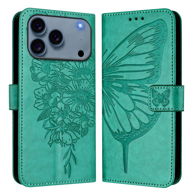 Capa para telemóvel em pele com borboleta em relevo, para iPhone 17e / 16e, para iPhone 17 Pro Max, para iPhone 17 Pro, para iPhone 17, para iPhone Air, para iPhone 16 Pro Max