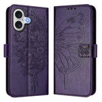 Capa para telemóvel em pele com borboleta em relevo, para iPhone 17e / 16e, para iPhone 17 Pro Max, para iPhone 17 Pro, para iPhone 17, para iPhone Air, para iPhone 16 Pro Max