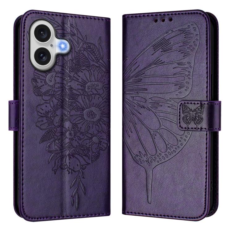 Capa para telemóvel em pele com borboleta em relevo, para iPhone 17e / 16e, para iPhone 17 Pro Max, para iPhone 17 Pro, para iPhone 17, para iPhone Air, para iPhone 16 Pro Max
