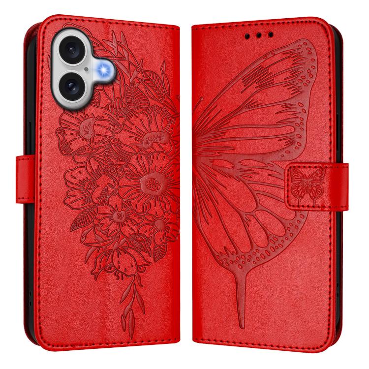 Capa para telemóvel em pele com borboleta em relevo, para iPhone 17e / 16e, para iPhone 17 Pro Max, para iPhone 17 Pro, para iPhone 17, para iPhone Air, para iPhone 16 Pro Max
