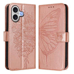 Capa para telemóvel em pele com borboleta em relevo, para iPhone 17e / 16e, para iPhone 17 Pro Max, para iPhone 17 Pro, para iPhone 17, para iPhone Air, para iPhone 16 Pro Max