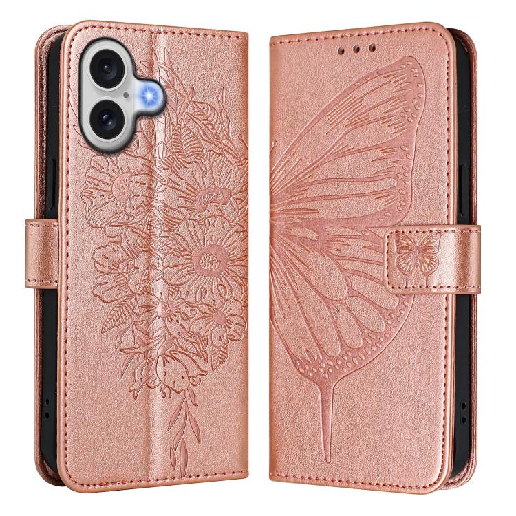 Capa para telemóvel em pele com borboleta em relevo, para iPhone 17e / 16e, para iPhone 17 Pro Max, para iPhone 17 Pro, para iPhone 17, para iPhone Air, para iPhone 16 Pro Max
