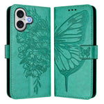 Capa para telemóvel em pele com borboleta em relevo, para iPhone 17e / 16e, para iPhone 17 Pro Max, para iPhone 17 Pro, para iPhone 17, para iPhone Air, para iPhone 16 Pro Max