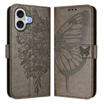 Capa para telemóvel em pele com borboleta em relevo, para iPhone 17e / 16e, para iPhone 17 Pro Max, para iPhone 17 Pro, para iPhone 17, para iPhone Air, para iPhone 16 Pro Max
