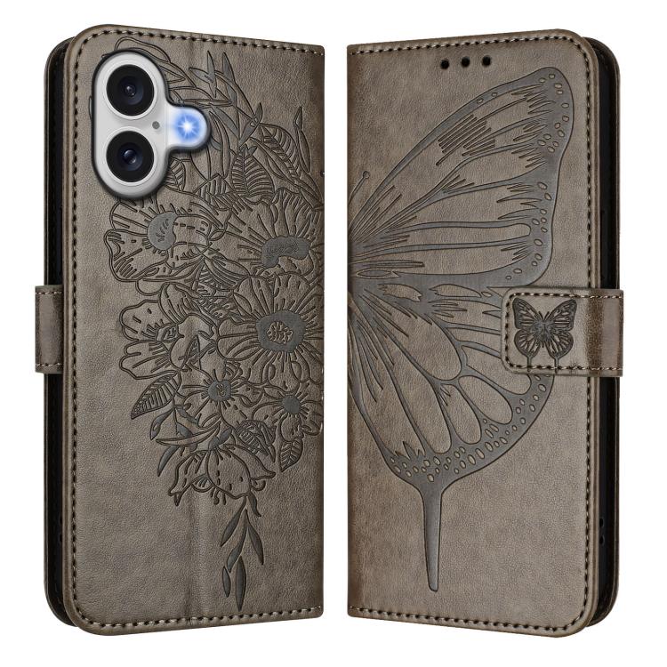Capa para telemóvel em pele com borboleta em relevo, para iPhone 17e / 16e, para iPhone 17 Pro Max, para iPhone 17 Pro, para iPhone 17, para iPhone Air, para iPhone 16 Pro Max