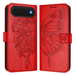 Capa para telemóvel em pele com borboleta em relevo, para iPhone 17e / 16e, para iPhone 17 Pro Max, para iPhone 17 Pro, para iPhone 17, para iPhone Air, para iPhone 16 Pro Max