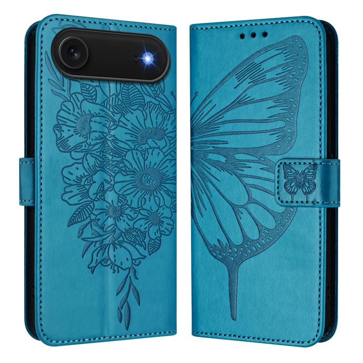 Capa para telemóvel em pele com borboleta em relevo, para iPhone 17e / 16e, para iPhone 17 Pro Max, para iPhone 17 Pro, para iPhone 17, para iPhone Air, para iPhone 16 Pro Max