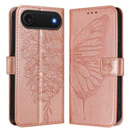 Capa para telemóvel em pele com borboleta em relevo, para iPhone 17e / 16e, para iPhone 17 Pro Max, para iPhone 17 Pro, para iPhone 17, para iPhone Air, para iPhone 16 Pro Max