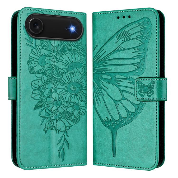 Capa para telemóvel em pele com borboleta em relevo, para iPhone 17e / 16e, para iPhone 17 Pro Max, para iPhone 17 Pro, para iPhone 17, para iPhone Air, para iPhone 16 Pro Max