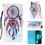 Capa de telemóvel em pele com pintura 3D e abertura horizontal, para iPhone 16 Pro, para iPhone 16 Plus, para iPhone 16, para iPhone 15 Pro Max, para iPhone 15 Pro, para iPhone 15 Plus