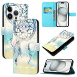 Capa de telemóvel em pele com pintura 3D e abertura horizontal, para iPhone 16 Pro, para iPhone 16 Plus, para iPhone 16, para iPhone 15 Pro Max, para iPhone 15 Pro, para iPhone 15 Plus