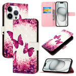 Capa de telemóvel em pele com pintura 3D e abertura horizontal, para iPhone 16 Pro, para iPhone 16 Plus, para iPhone 16, para iPhone 15 Pro Max, para iPhone 15 Pro, para iPhone 15 Plus