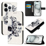 Capa de telemóvel em pele com pintura 3D e abertura horizontal, para iPhone 16 Pro, para iPhone 16 Plus, para iPhone 16, para iPhone 15 Pro Max, para iPhone 15 Pro, para iPhone 15 Plus