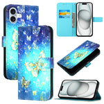 Capa de telemóvel em pele com pintura 3D e abertura horizontal, para iPhone 16 Pro, para iPhone 16 Plus, para iPhone 16, para iPhone 15 Pro Max, para iPhone 15 Pro, para iPhone 15 Plus