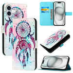 Capa de telemóvel em pele com pintura 3D e abertura horizontal, para iPhone 16 Pro, para iPhone 16 Plus, para iPhone 16, para iPhone 15 Pro Max, para iPhone 15 Pro, para iPhone 15 Plus
