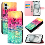 Capa de telemóvel em pele com pintura 3D e abertura horizontal, para iPhone 16 Pro, para iPhone 16 Plus, para iPhone 16, para iPhone 15 Pro Max, para iPhone 15 Pro, para iPhone 15 Plus