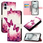 Capa de telemóvel em pele com pintura 3D e abertura horizontal, para iPhone 16 Pro, para iPhone 16 Plus, para iPhone 16, para iPhone 15 Pro Max, para iPhone 15 Pro, para iPhone 15 Plus