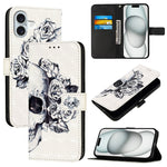 Capa de telemóvel em pele com pintura 3D e abertura horizontal, para iPhone 16 Pro, para iPhone 16 Plus, para iPhone 16, para iPhone 15 Pro Max, para iPhone 15 Pro, para iPhone 15 Plus