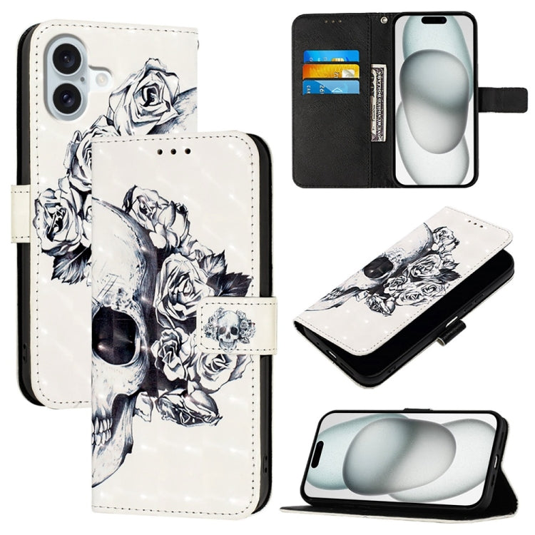 Capa de telemóvel em pele com pintura 3D e abertura horizontal, para iPhone 16 Pro, para iPhone 16 Plus, para iPhone 16, para iPhone 15 Pro Max, para iPhone 15 Pro, para iPhone 15 Plus