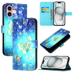 Capa de telemóvel em pele com pintura 3D e abertura horizontal, para iPhone 16 Pro, para iPhone 16 Plus, para iPhone 16, para iPhone 15 Pro Max, para iPhone 15 Pro, para iPhone 15 Plus