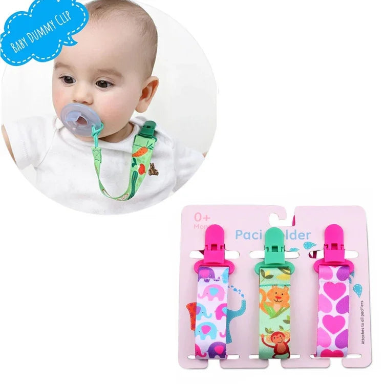 Conjunto de 3 Brinquedos de Dentição para Bebé com Corrente de Chupeta Reforçada, Entrega de Cor Aleatória