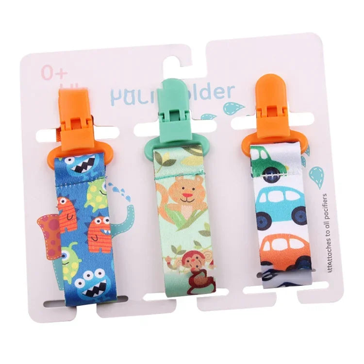 Conjunto de 3 Brinquedos de Dentição para Bebé com Corrente de Chupeta Reforçada, Entrega de Cor Aleatória