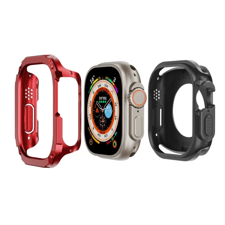 Capa de Relógio Híbrida 2 em 1 PC TPU Armor, Para Apple Watch Series 6 / 5 / 4 / SE 44mm, Para Apple Watch Series 6 / 5 / 4 / SE 40mm, Para Apple Watch Ultra 3 / 2 / 1 49mm, Para Apple Watch Series 9 / 8 / 7 45mm, Para Apple Watch Series 9 / 8 / 7 41mm