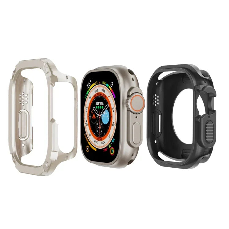 Capa de Relógio Híbrida 2 em 1 PC TPU Armor, Para Apple Watch Series 6 / 5 / 4 / SE 44mm, Para Apple Watch Series 6 / 5 / 4 / SE 40mm, Para Apple Watch Ultra 3 / 2 / 1 49mm, Para Apple Watch Series 9 / 8 / 7 45mm, Para Apple Watch Series 9 / 8 / 7 41mm