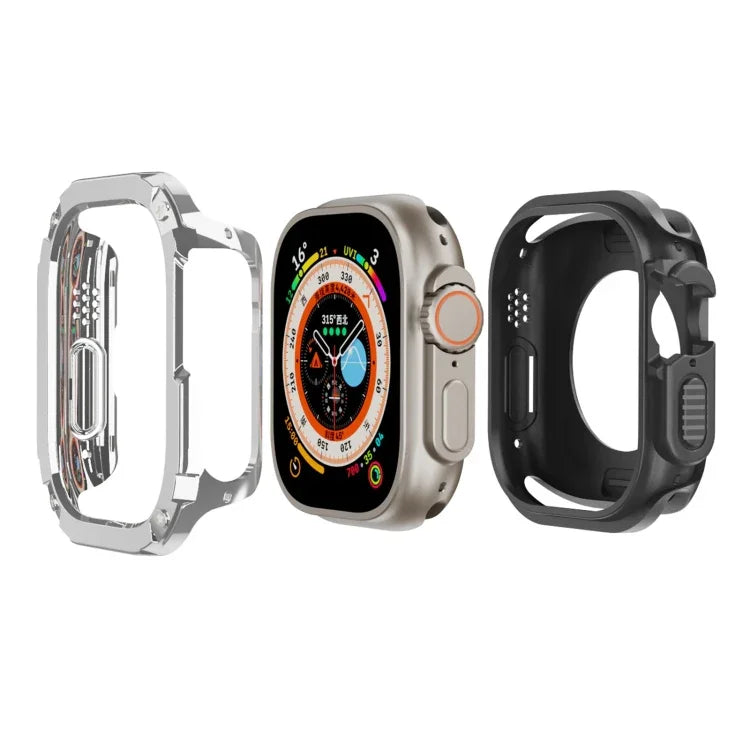 Capa de Relógio Híbrida 2 em 1 PC TPU Armor, Para Apple Watch Series 6 / 5 / 4 / SE 44mm, Para Apple Watch Series 6 / 5 / 4 / SE 40mm, Para Apple Watch Ultra 3 / 2 / 1 49mm, Para Apple Watch Series 9 / 8 / 7 45mm, Para Apple Watch Series 9 / 8 / 7 41mm