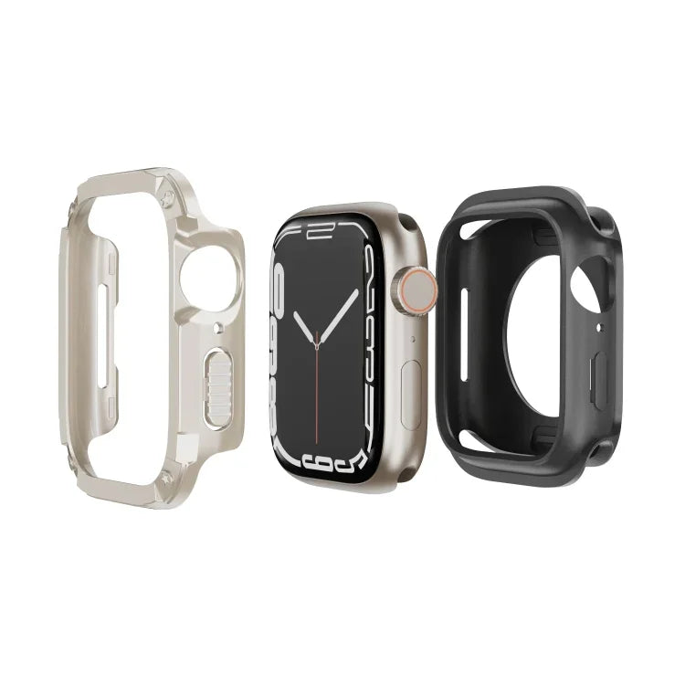 Capa de Relógio Híbrida 2 em 1 PC TPU Armor, Para Apple Watch Series 6 / 5 / 4 / SE 44mm, Para Apple Watch Series 6 / 5 / 4 / SE 40mm, Para Apple Watch Ultra 3 / 2 / 1 49mm, Para Apple Watch Series 9 / 8 / 7 45mm, Para Apple Watch Series 9 / 8 / 7 41mm