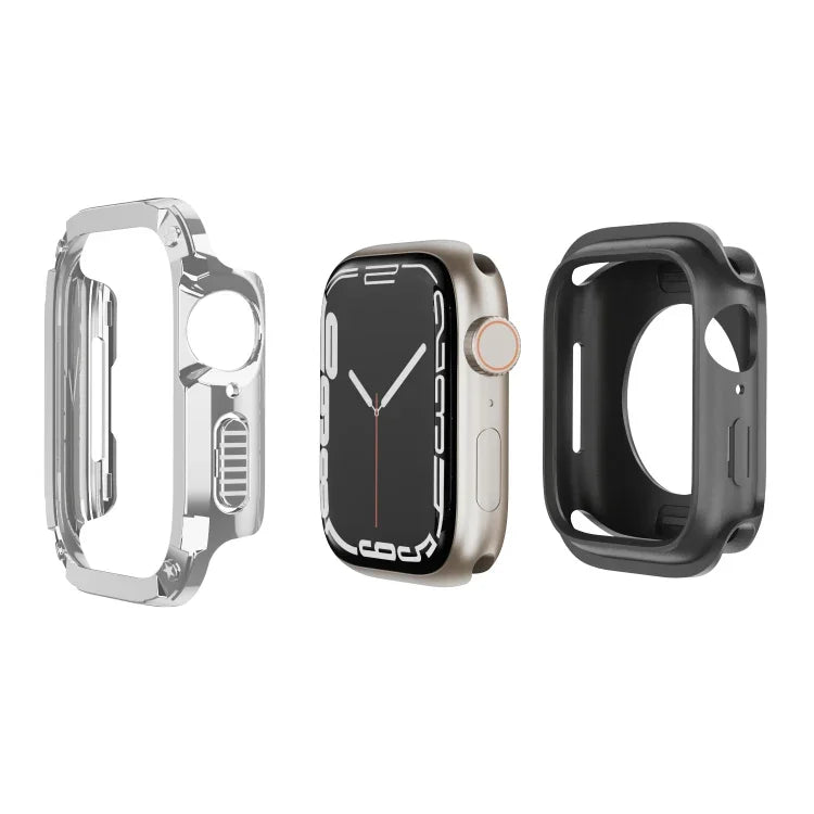 Capa de Relógio Híbrida 2 em 1 PC TPU Armor, Para Apple Watch Series 6 / 5 / 4 / SE 44mm, Para Apple Watch Series 6 / 5 / 4 / SE 40mm, Para Apple Watch Ultra 3 / 2 / 1 49mm, Para Apple Watch Series 9 / 8 / 7 45mm, Para Apple Watch Series 9 / 8 / 7 41mm