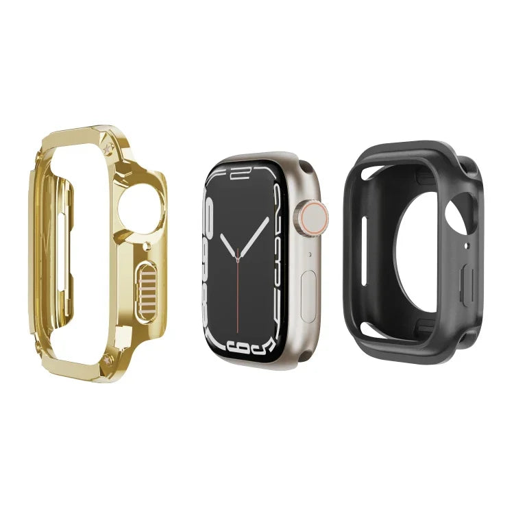 Capa de Relógio Híbrida 2 em 1 PC TPU Armor, Para Apple Watch Series 6 / 5 / 4 / SE 44mm, Para Apple Watch Series 6 / 5 / 4 / SE 40mm, Para Apple Watch Ultra 3 / 2 / 1 49mm, Para Apple Watch Series 9 / 8 / 7 45mm, Para Apple Watch Series 9 / 8 / 7 41mm