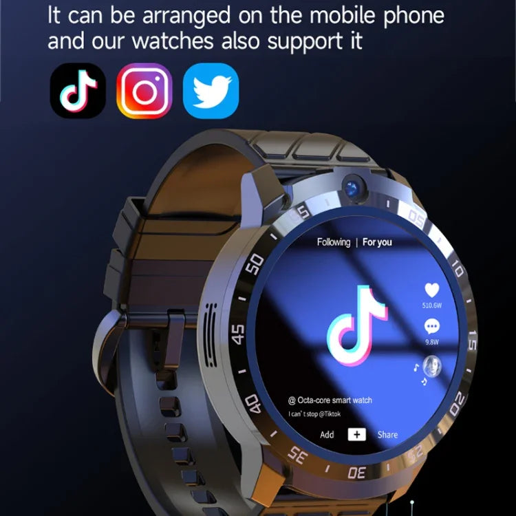Relógio Inteligente MT27 1,6 polegadas, IP67 à Prova de Água, 4G Android 8.1, 4G+64G, Suporta Frequência Cardíaca / GPS, Correia em Pele