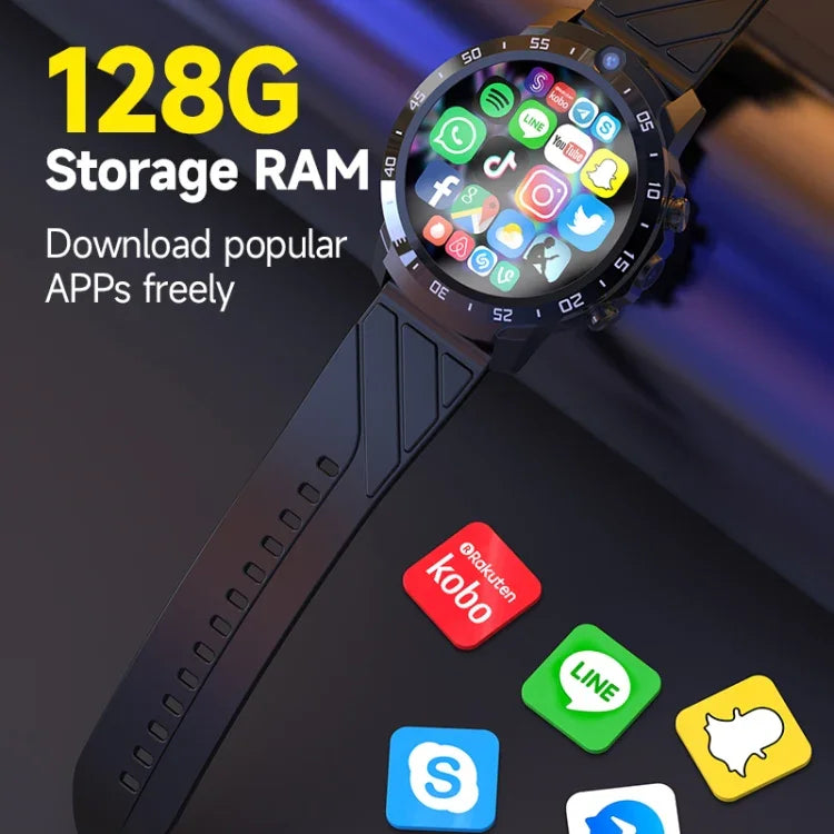 Relógio Inteligente MT27 1,6 polegadas, IP67 à Prova de Água, 4G Android 8.1, 4G+64G, Suporta Frequência Cardíaca / GPS, Correia em Pele