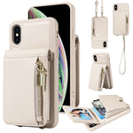 Capa de telemóvel em pele com carteira de fecho e cordão transversal, para iPhone XS Max, para iPhone 7 Plus / 8 Plus