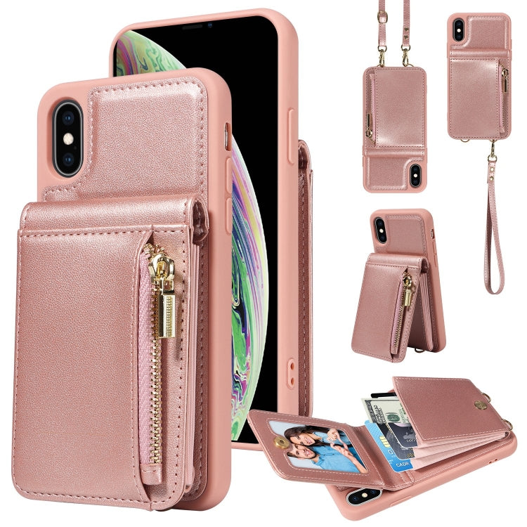 Capa de telemóvel em pele com carteira de fecho e cordão transversal, para iPhone XS Max, para iPhone 7 Plus / 8 Plus
