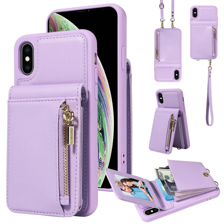 Capa de telemóvel em pele com carteira de fecho e cordão transversal, para iPhone XS Max, para iPhone 7 Plus / 8 Plus
