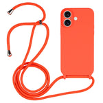 Capa em silicone líquido com cordão transversal, para iPhone 16 Pro Max, para iPhone 16 Pro, para iPhone 16 Plus