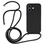 Capa em silicone líquido com cordão transversal, para iPhone 16 Pro Max, para iPhone 16 Pro, para iPhone 16 Plus