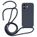 Capa em silicone líquido com cordão transversal, para iPhone 16 Pro Max, para iPhone 16 Pro, para iPhone 16 Plus