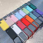 Capa em silicone líquido com cordão transversal, para iPhone 17 Pro Max, para iPhone 17 Pro, para iPhone 17, para iPhone Air
