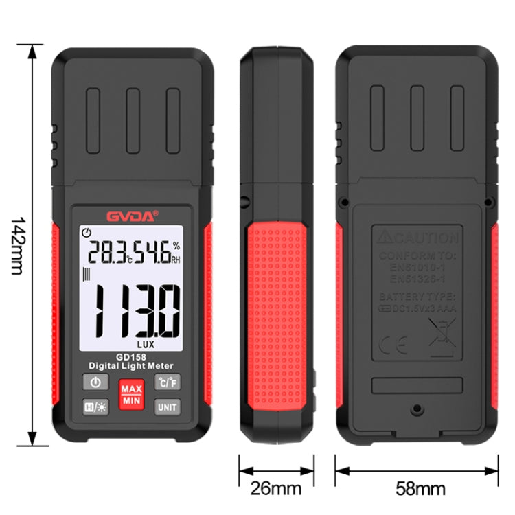 Medidor digital de luz GVDA GD158 200000Lux, fotómetro de brilho