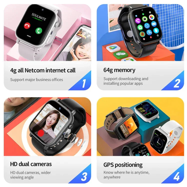 Relógio Inteligente UNIWA X1S 1,9 polegadas, IP67 à Prova de Água, 4G Android 8.1 com Duas Câmaras, Suporta Medição de Temperatura, 1G+8G, 2G+16G