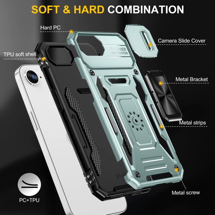 Capa de telemóvel com proteção para câmara em PC + TPU, para iPhone 17e / 16e, para iPhone 17 Pro Max, para iPhone 17 Pro, para iPhone 17, para iPhone Air, para iPhone 16 Pro Max