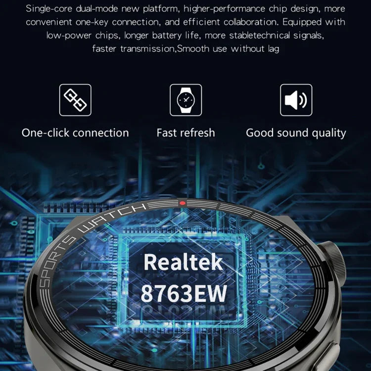 Relógio Inteligente KT62 com Ecrã Redondo TFT de 1,36 polegadas, Suporta Chamada Bluetooth / Monitorização de Oxigénio no Sangue, Correia em Silicone, Correia em Pele, Correia em Aço