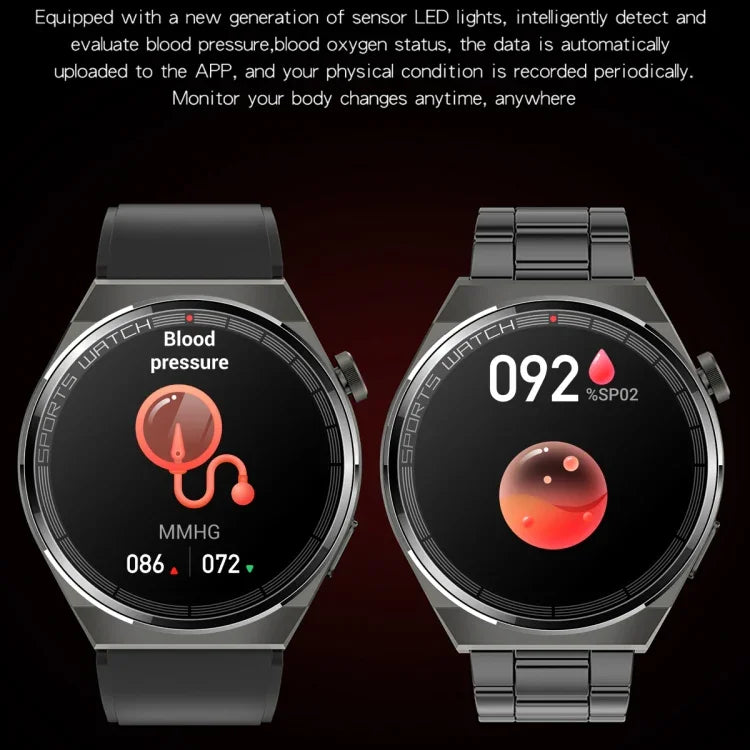 Relógio Inteligente KT62 com Ecrã Redondo TFT de 1,36 polegadas, Suporta Chamada Bluetooth / Monitorização de Oxigénio no Sangue, Correia em Silicone, Correia em Pele, Correia em Aço
