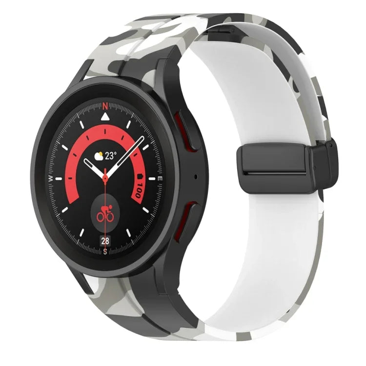 Pulseira de relógio em silicone camuflado com fecho magnético, para Samsung Galaxy Watch5 / 5 Pro / Watch 4 / 4 Classic